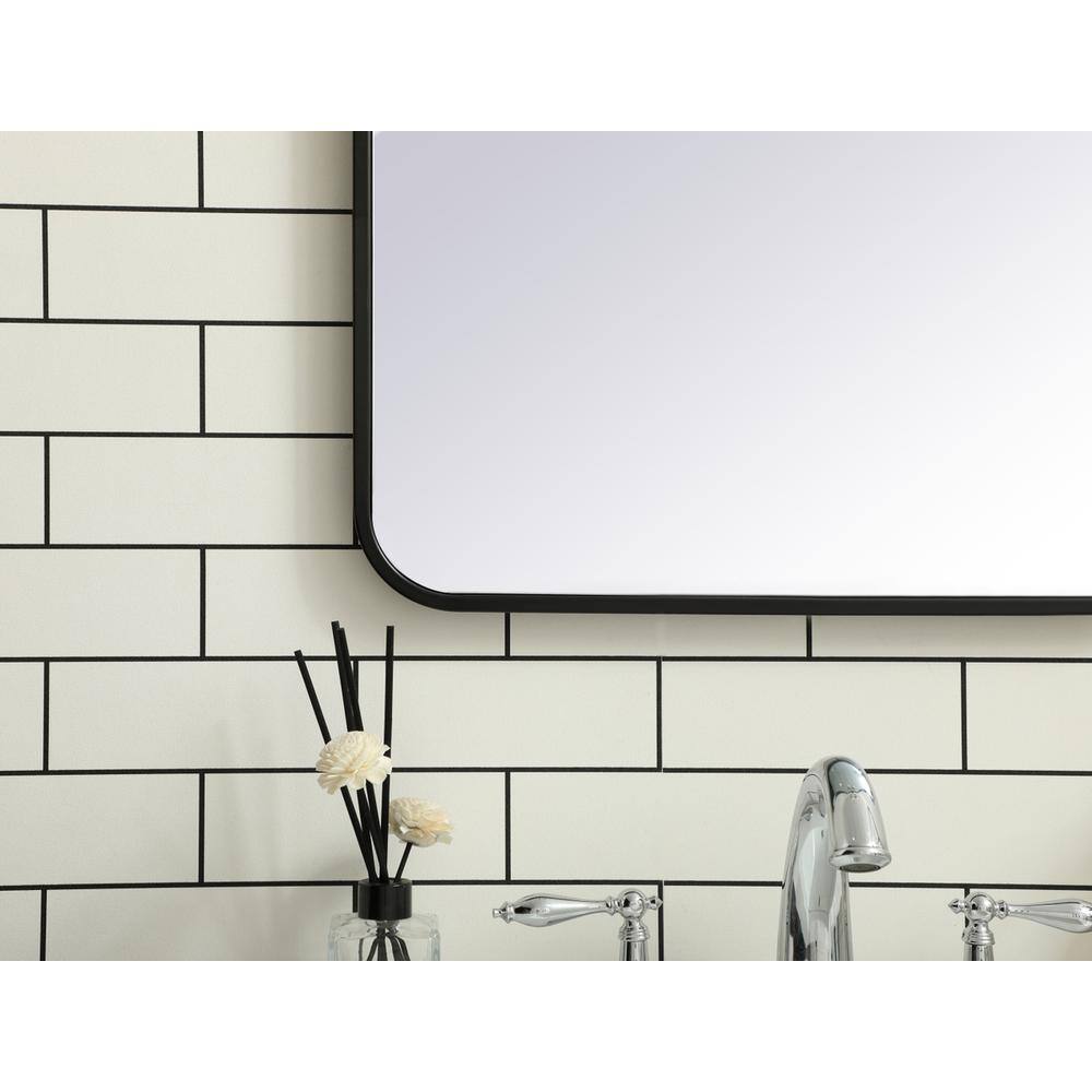Alt View 3. Elegant Decor - Soft corner metal rectangular mirror 20x36 inch in Black - Black.