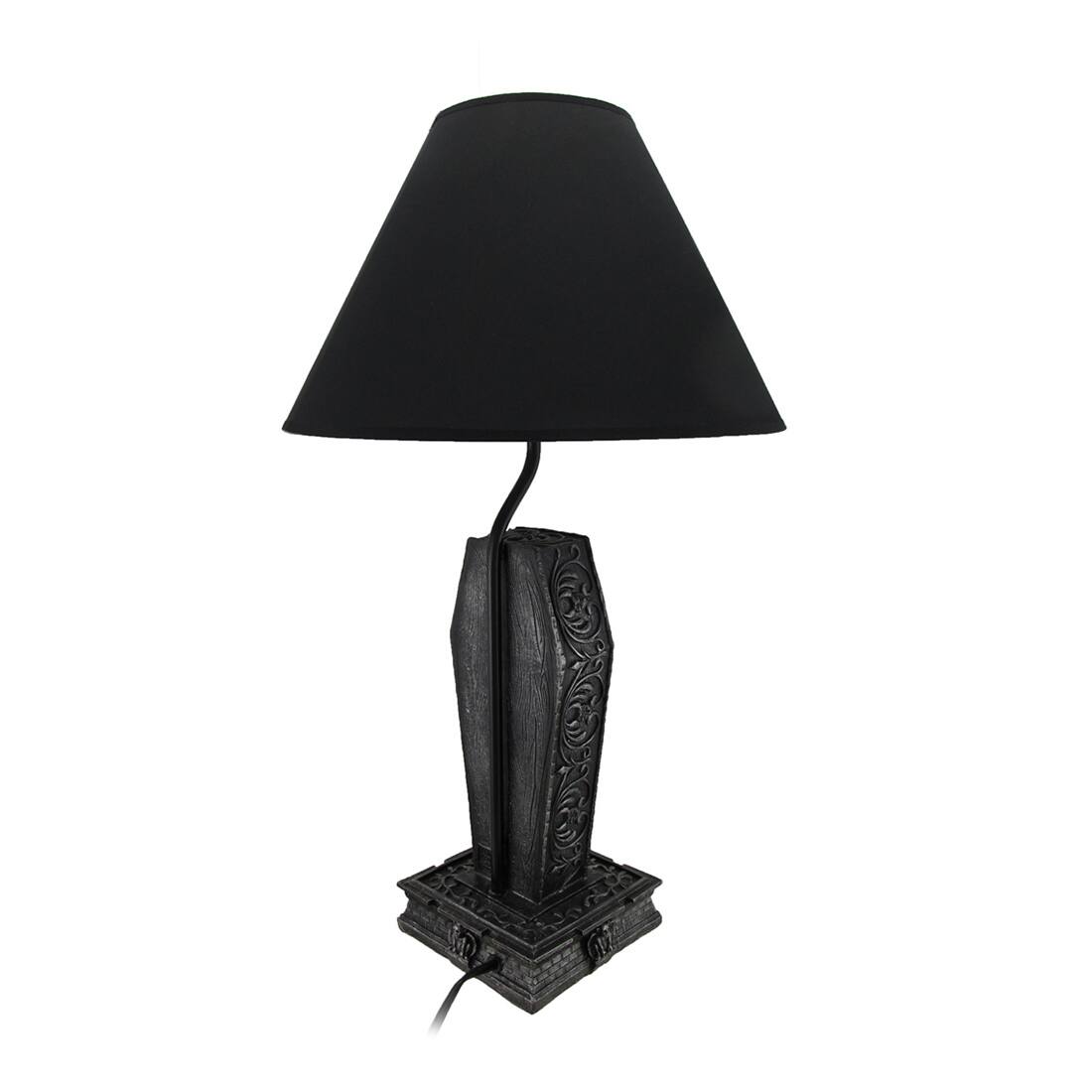 Alt View 3. Zeckos - Dark Dawning Vampire in the Coffin Black Table Lamp and Fabric Shade - Black.