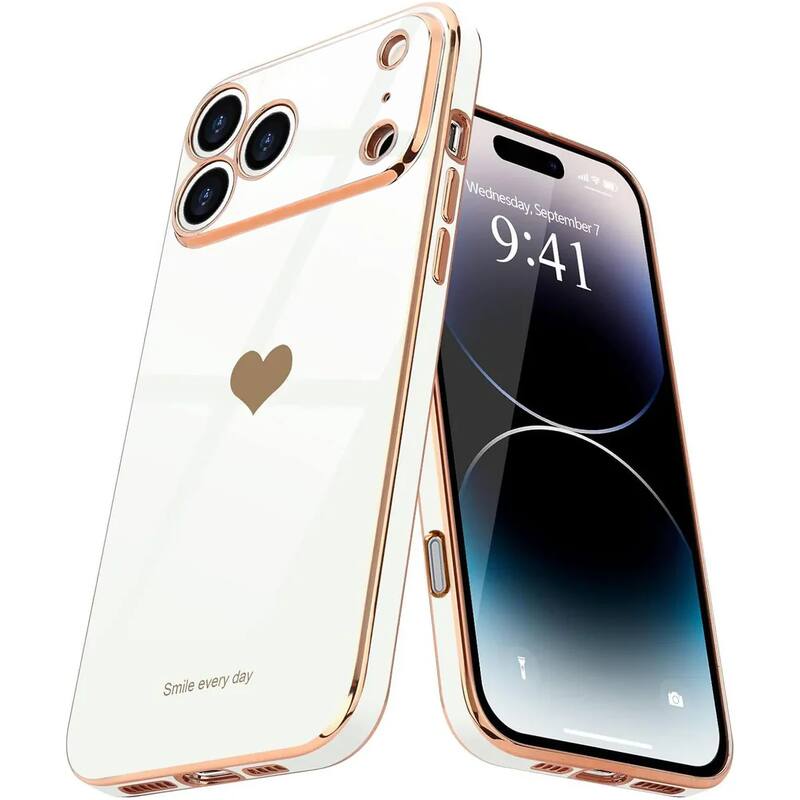 Entronix - Heart Design Case for iPhone 17 Pro Max - Stylish and Protective - White