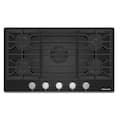 KitchenAid - 36 in. Wide 5 burners Built-In Gas Cooktop with Dishwasher-Safe Grates and Knobs - Black