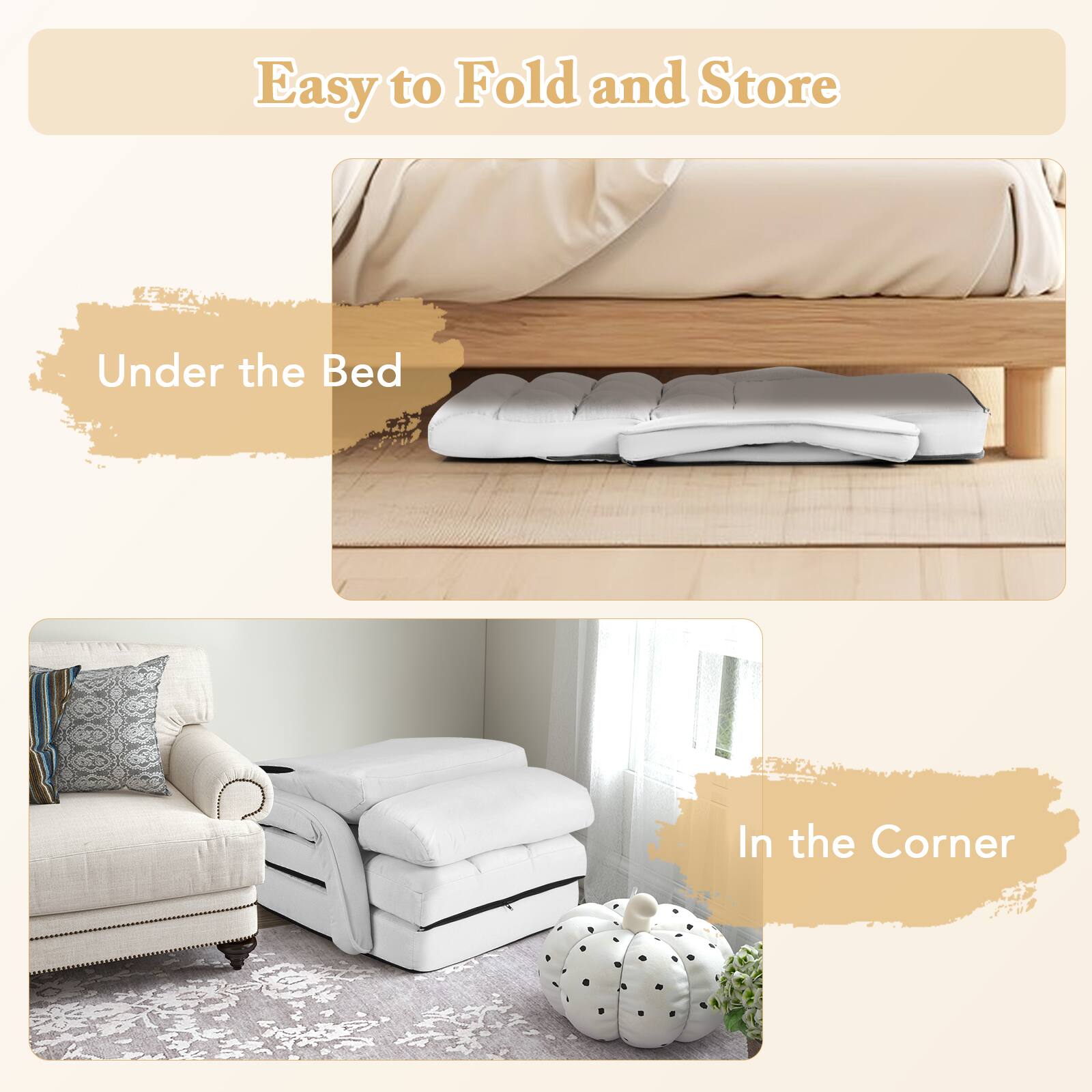 Easy to Fold and Store

Under the Bed

In the Corner