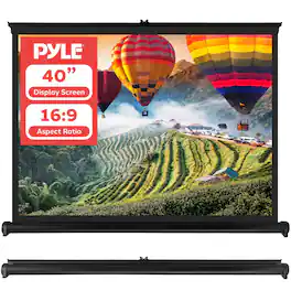 Pyle - Portable Projector Screen – Mobile Stand, Lightweight, Easy Pull-Out for Conferences, Schools, Indoor/Outdoor - White