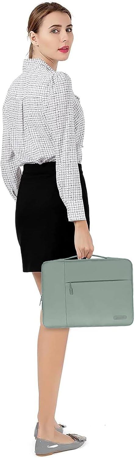 Alt View 1. mosiso - 16-inch Laptop Sleeve with Handle, Slim Protective Case for 15–16-inch Laptops - Antique Green.