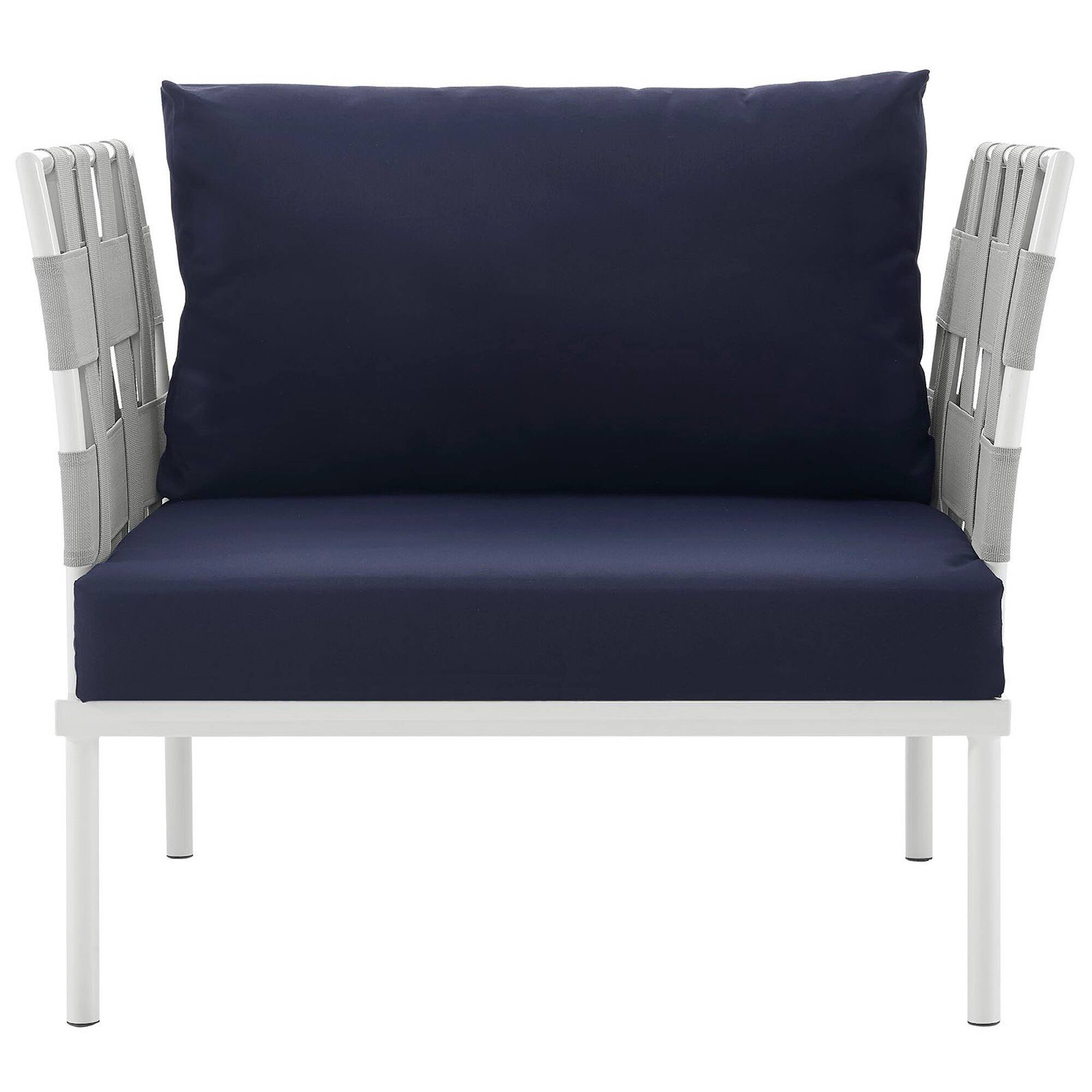 Alt View 1. Modway - Harmony Outdoor Patio Aluminum Armchair by Modway - White Navy.