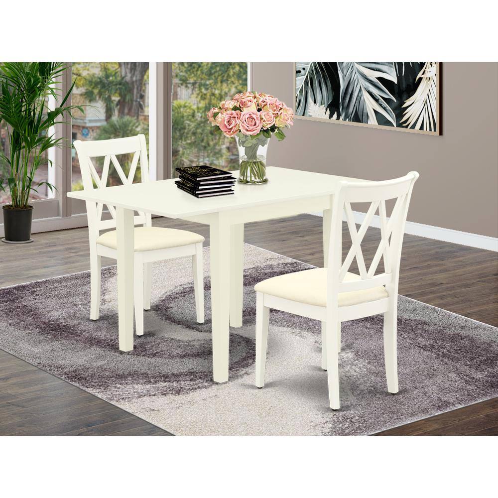 Angle. East West Furniture - Dining Room Set Linen White - Brown.