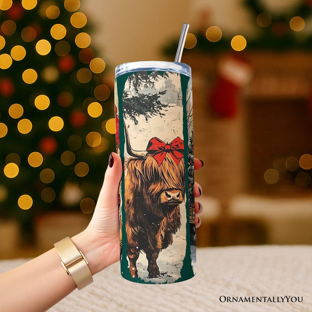 Left. OrnamentallyYou - Small Town Christmas 20oz Tumbler With Lid and Stainless Steel Straw - Multicolored.