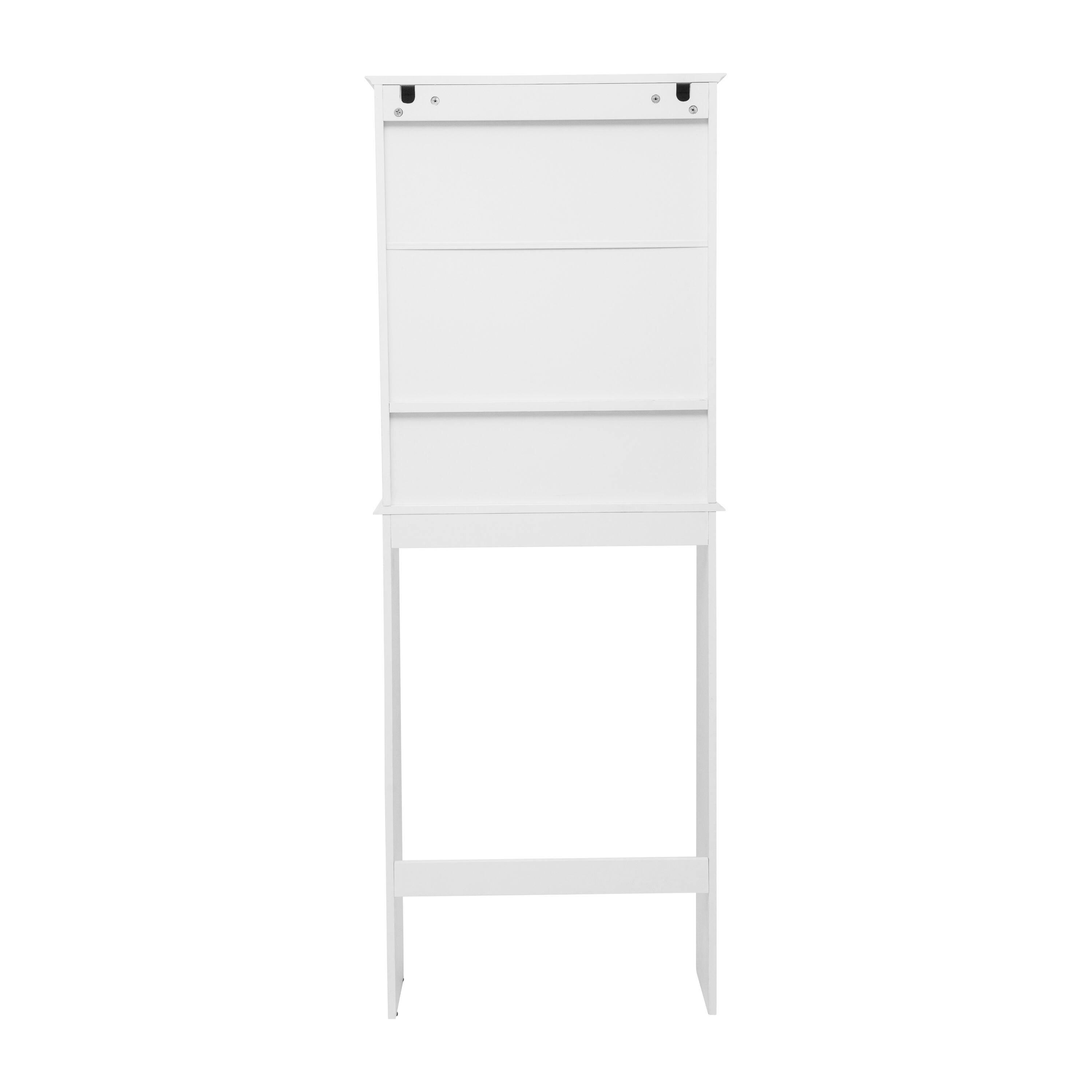 Alt View 7. Emma + Oliver - Farmhouse Over the Toilet Cabinet with Shelves and Magnetic Closure Doors - White.