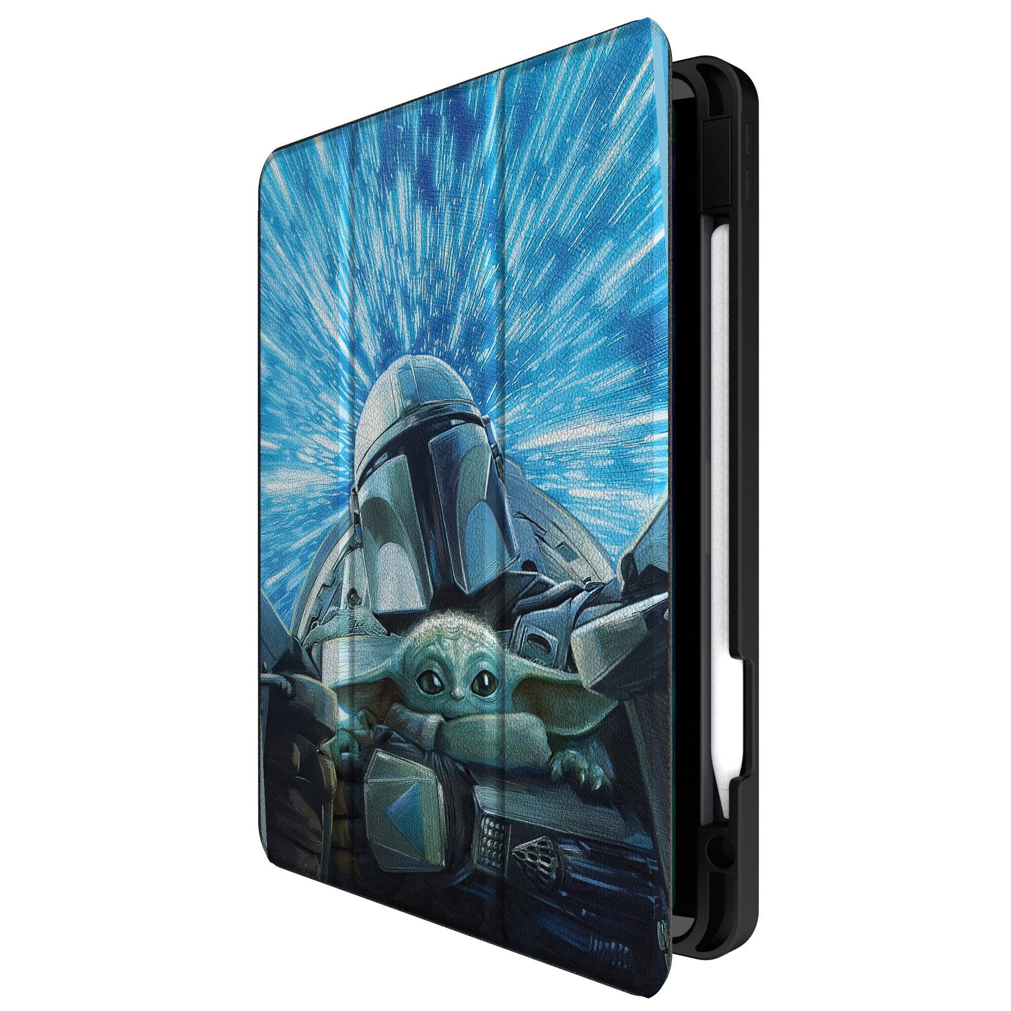 Angle. Keyscaper - Star Wars: The Mandalorian Portrait Tablet Case - Apple iPad (10th Gen) - Grogu and Din Djarin.