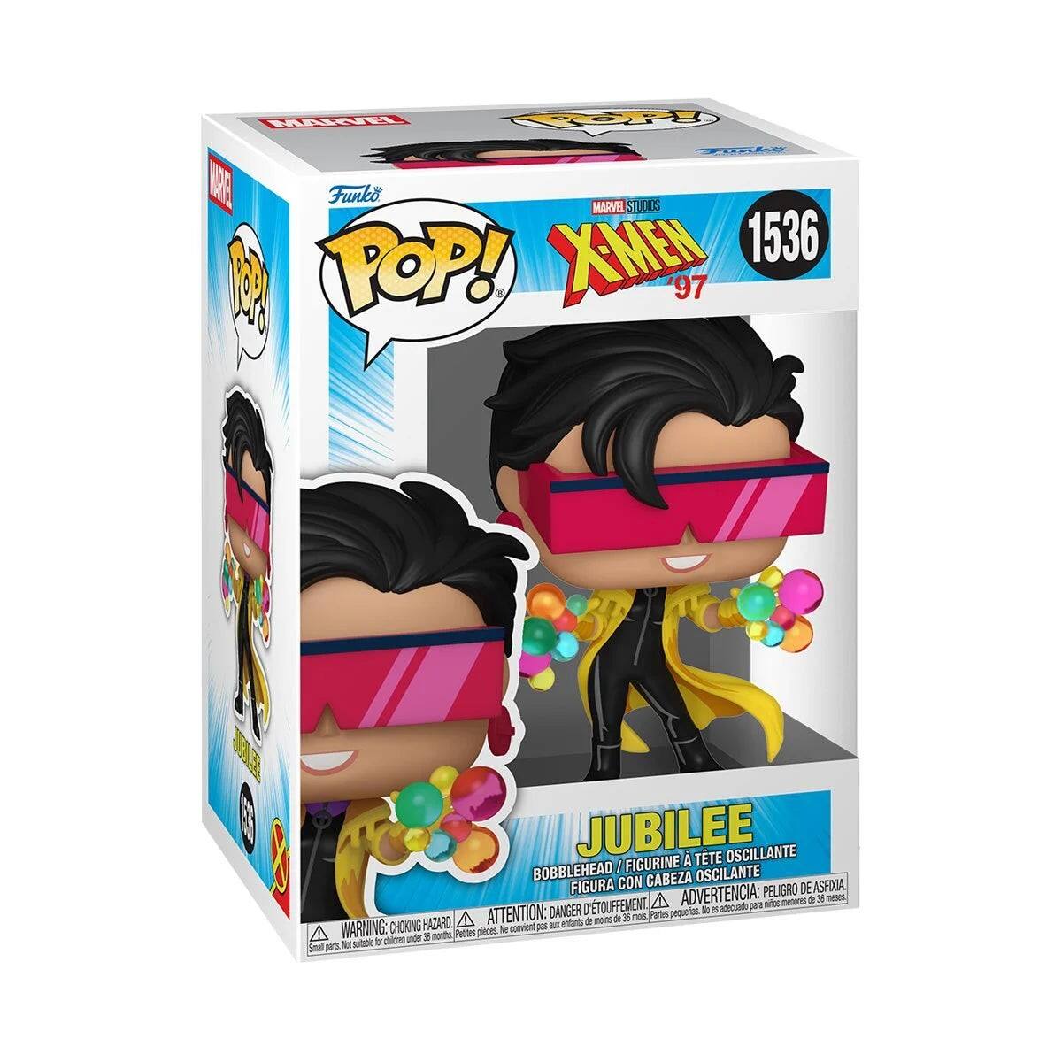 Funko  
POP!  
MARVEL STUDIOS  
X-MEN  
97  
1536  

JUBILEE  
BOBBLEHEAD / FIGURINE À TÊTE OSCILLANTE / FIGURA CON CABEZA OSCILANTE  

WARNING: CHOKING HAZARD - Small parts. Not for children under 3 years.  
ADVERTENCIA: PEQUEÑOS PIEZAS. NO ES ADECUADO PARA NIÑOS MENORES DE 3 AÑOS.  
ATTENTION: PEU D'ÉTRE DANGEREUX POUR LES ENFANTS DE MOINS DE 36 MOIS.  

MARVEL STUDIOS  
X-MEN  
97  

JUBILEE  
BOBBLEHEAD / FIGURINE À TÊTE OSCILLANTE / FIGURA CON CABEZA OSCILANTE  

WARNING: CHOKING HAZARD - Small parts. Not for children under 3 years.  
ADVERTENCIA: PEQUEÑOS PIEZAS. NO ES ADECUADO PARA NIÑOS MENORES DE 3 AÑOS.  
ATTENTION: PEU D'ÉTRE DANGEREUX POUR LES ENFANTS DE MOINS DE 36 MOIS.