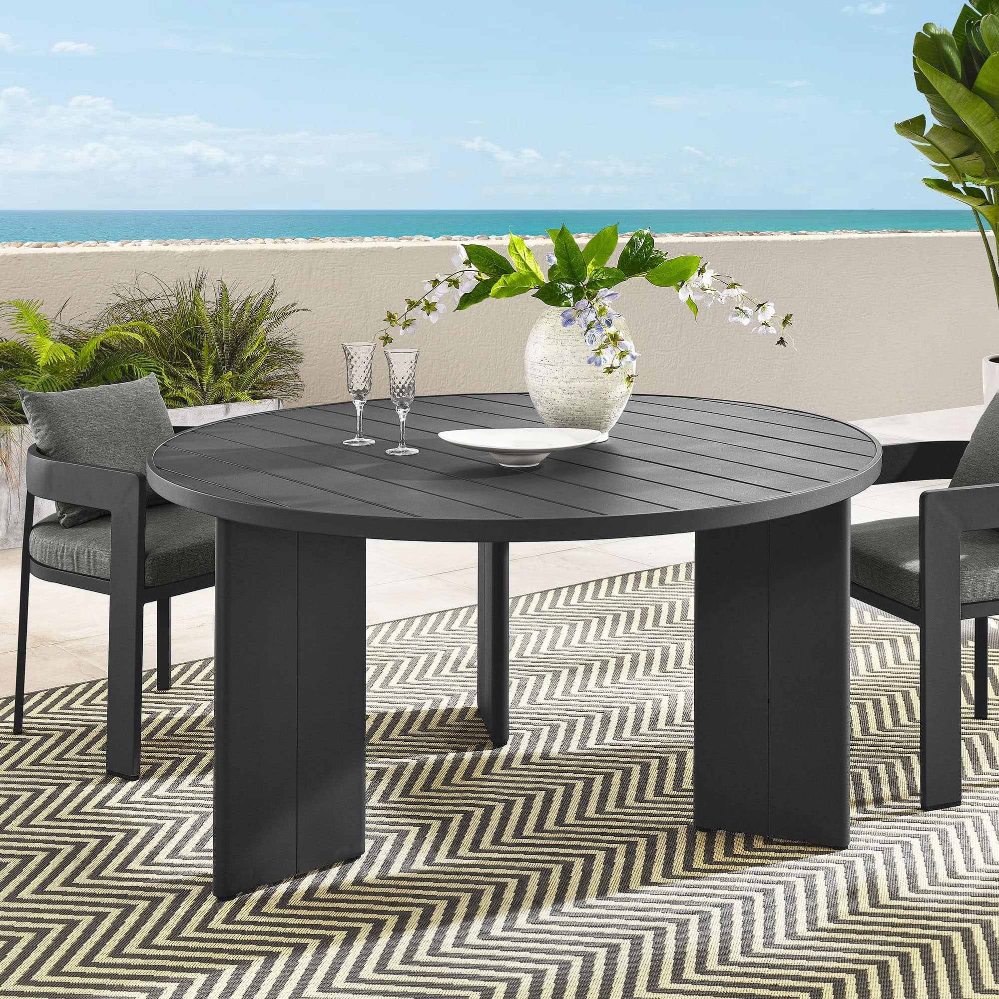 Tahoe Round Outdoor Patio Aluminum Dining Table by Modway - Gray
