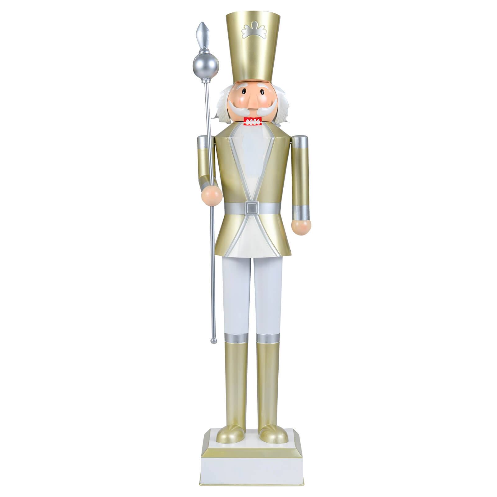 Costway - 4' Christmas Nutcracker with High Hat & Beautiful Scepter, Uniform & Boots for Yard - Gold