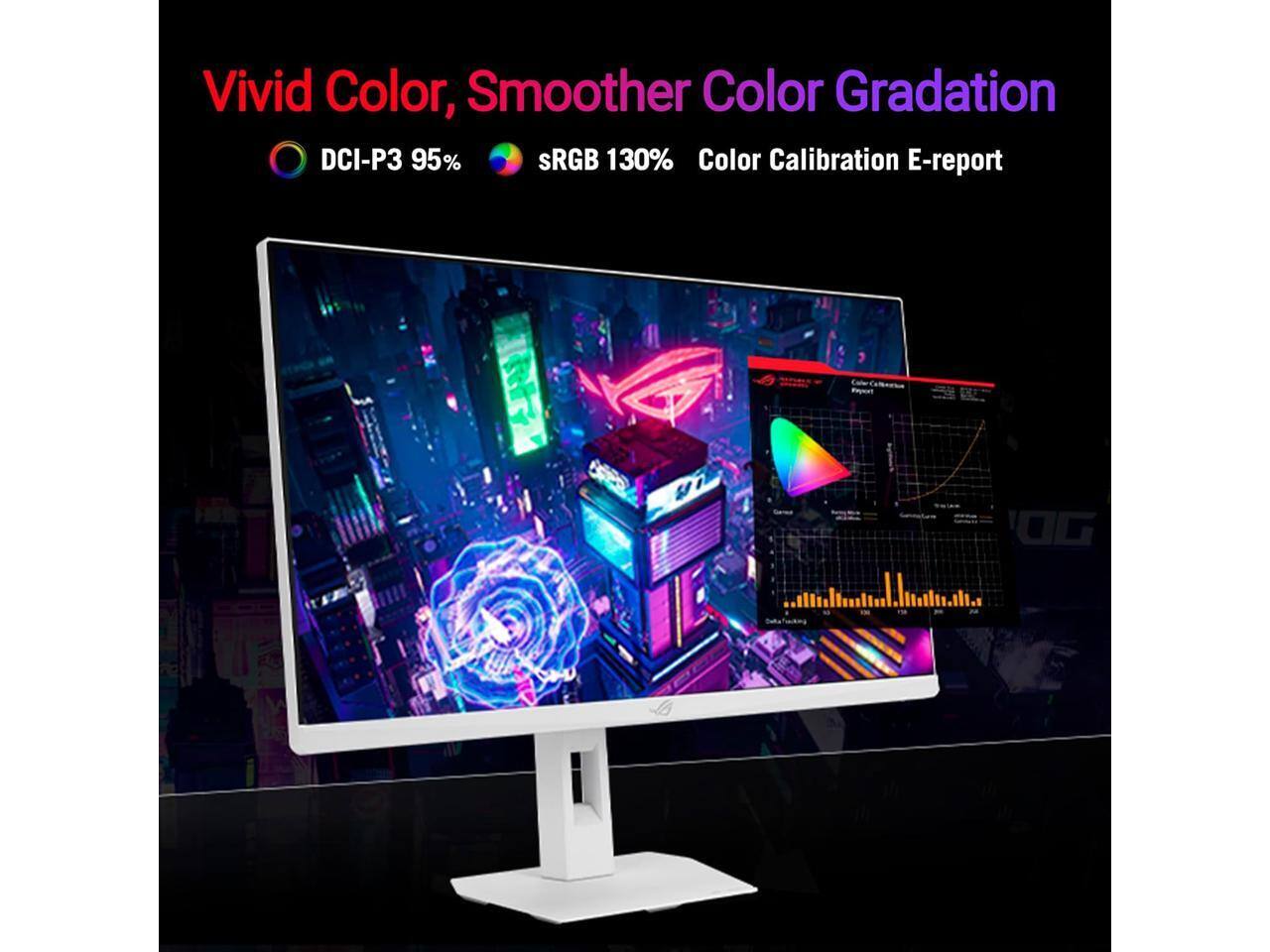 Vivid Color, Smoother Color Gradation  
DCI-P3 95%  
sRGB 130%  
Color Calibration E-report