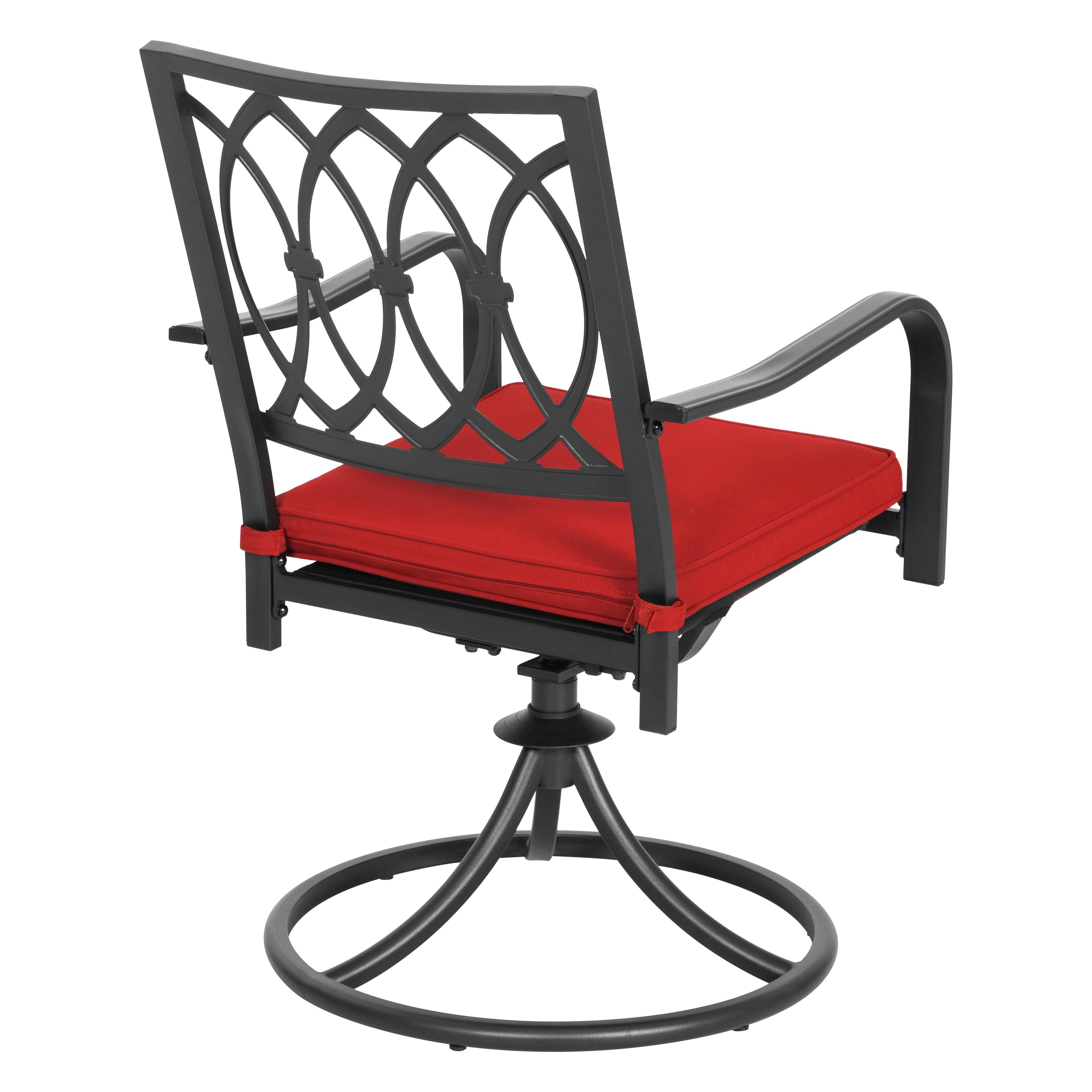 Alt View 7. Nuu Garden - Outdoor 2-Piece Swivel Dining Chairs with Cushions - Black and Red.