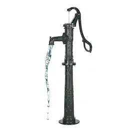 VEVOR - Well Hand Pitcher Pump, 20 ft Max Lift, Antique Cast Iron Manual Hand Water Pump with Heightening Base - Dark green