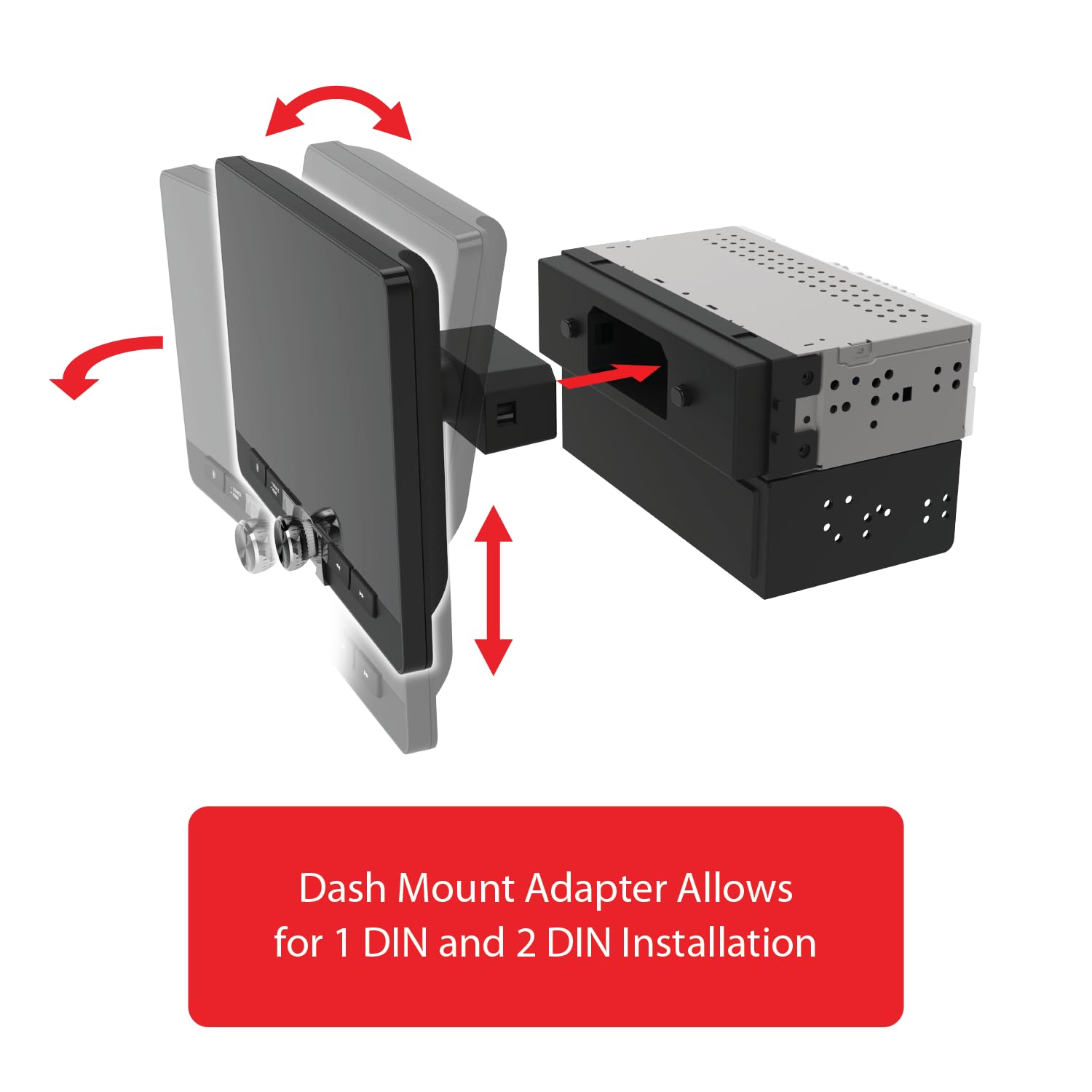Dash Mount Adapter Allows for 1 DIN and 2 DIN Installation