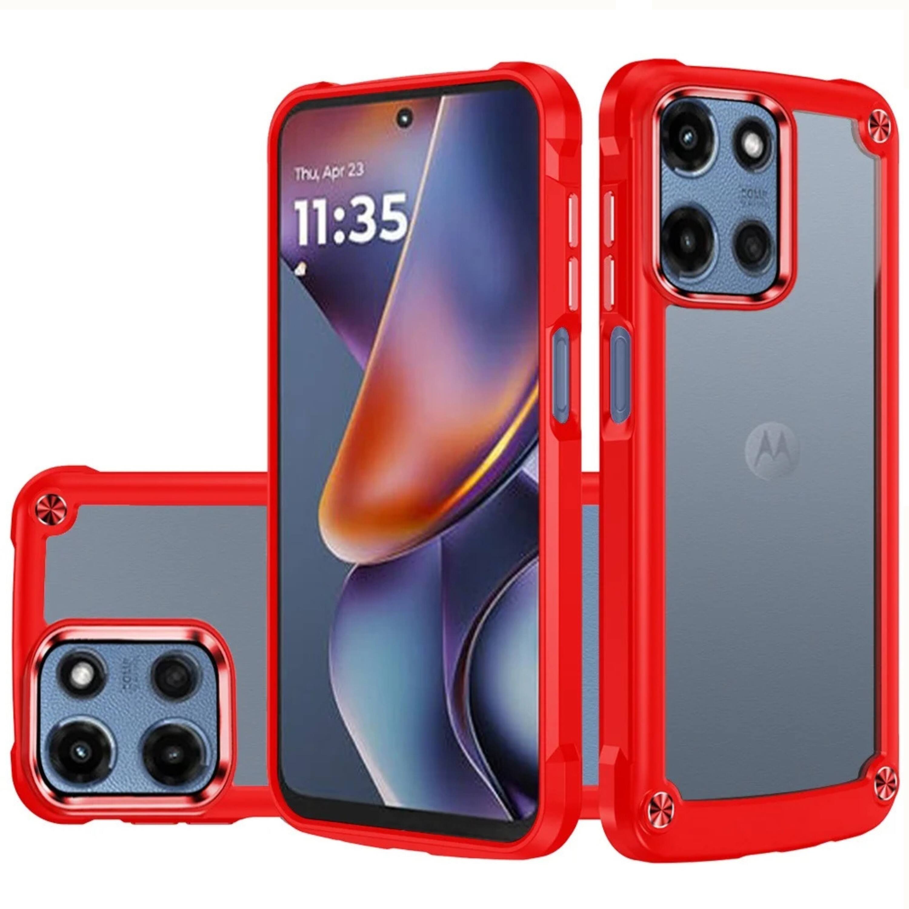 Kitcheniva - Clear Protective Case With Metal Buttons And Tempered Glass For Moto G 2025 2026 G Play 2026 - Red price history on PriceWatchPro