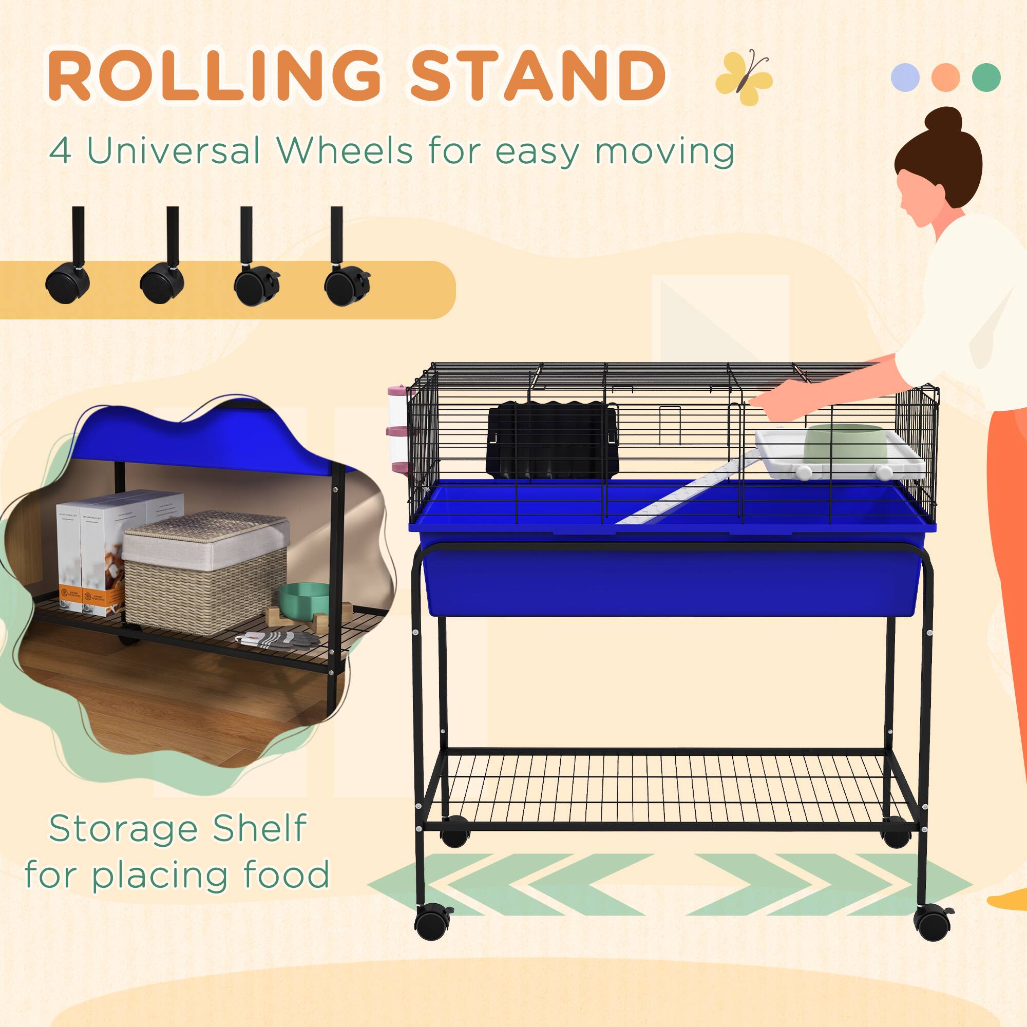 ROLLING STAND  
4 Universal Wheels for easy moving  

Storage Shelf for placing food