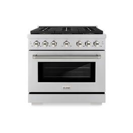 ZLINE - Autograph 36 in. 5.2 Cu. Ft. Freestanding Paramount DuoPro Gas Range in Stainless Steel with Nickel Helix Handle - Stainless Steel