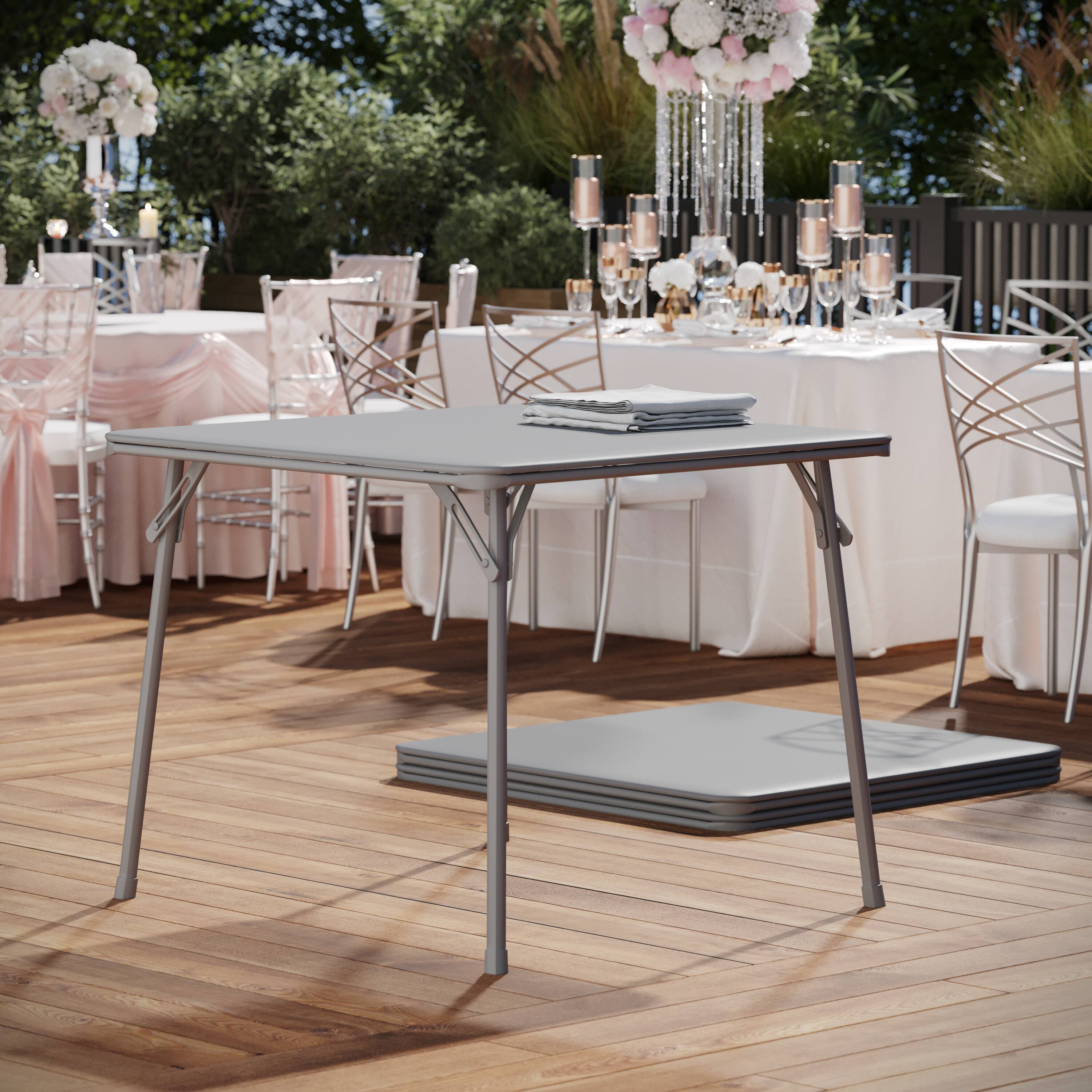 Alt View 3. Emma + Oliver - Foldable Card Table with Vinyl Table Top - Game Table - Portable Table - Gray.