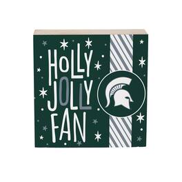 Evergreen Enterprises - Michigan State Spartans 6" Holiday Wood Plock Shelf Sign - Multicolor