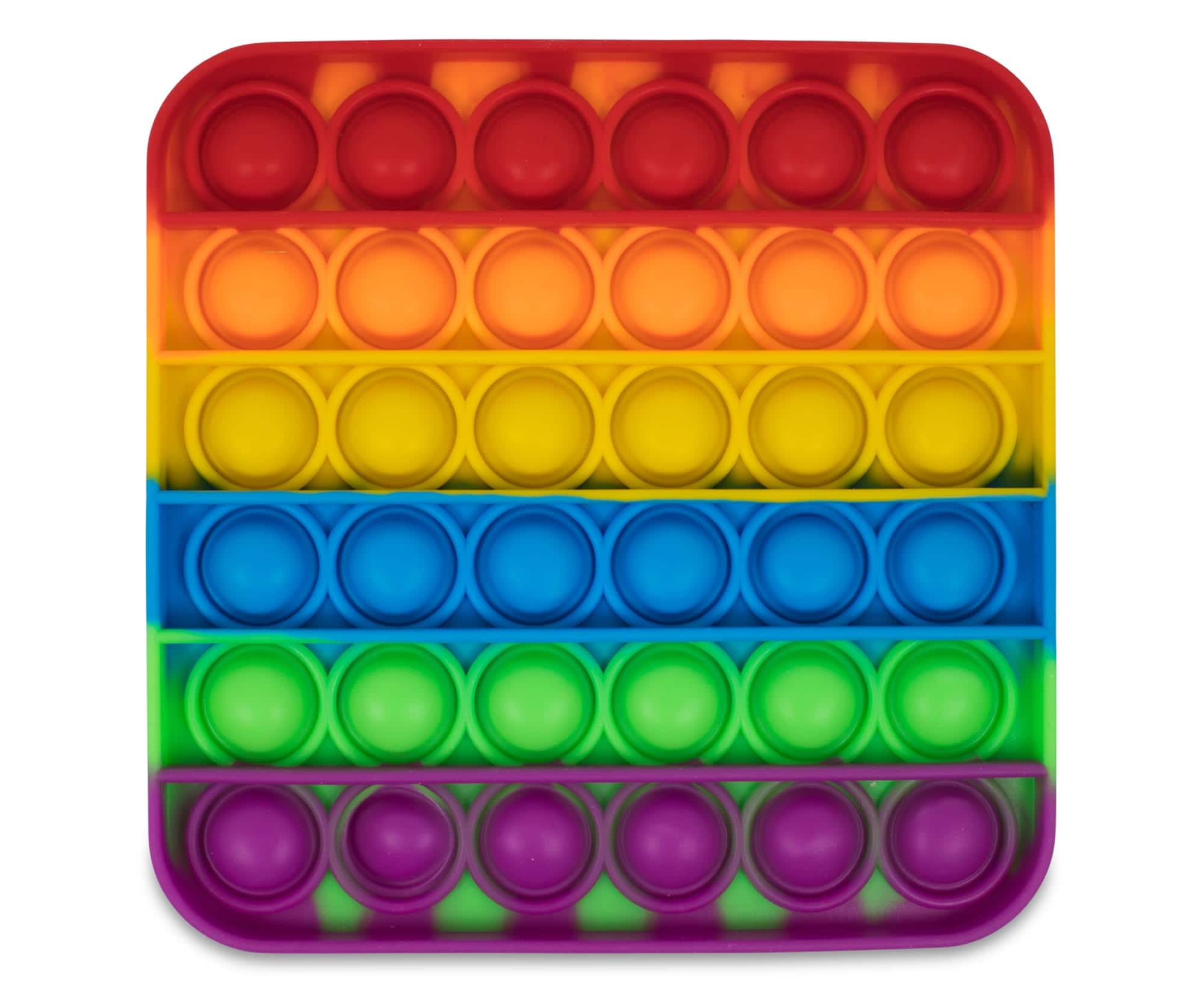 Toynk - Pop Fidget Toy Silicone Bubble Popping Game | Rainbow Square - Multi-Color