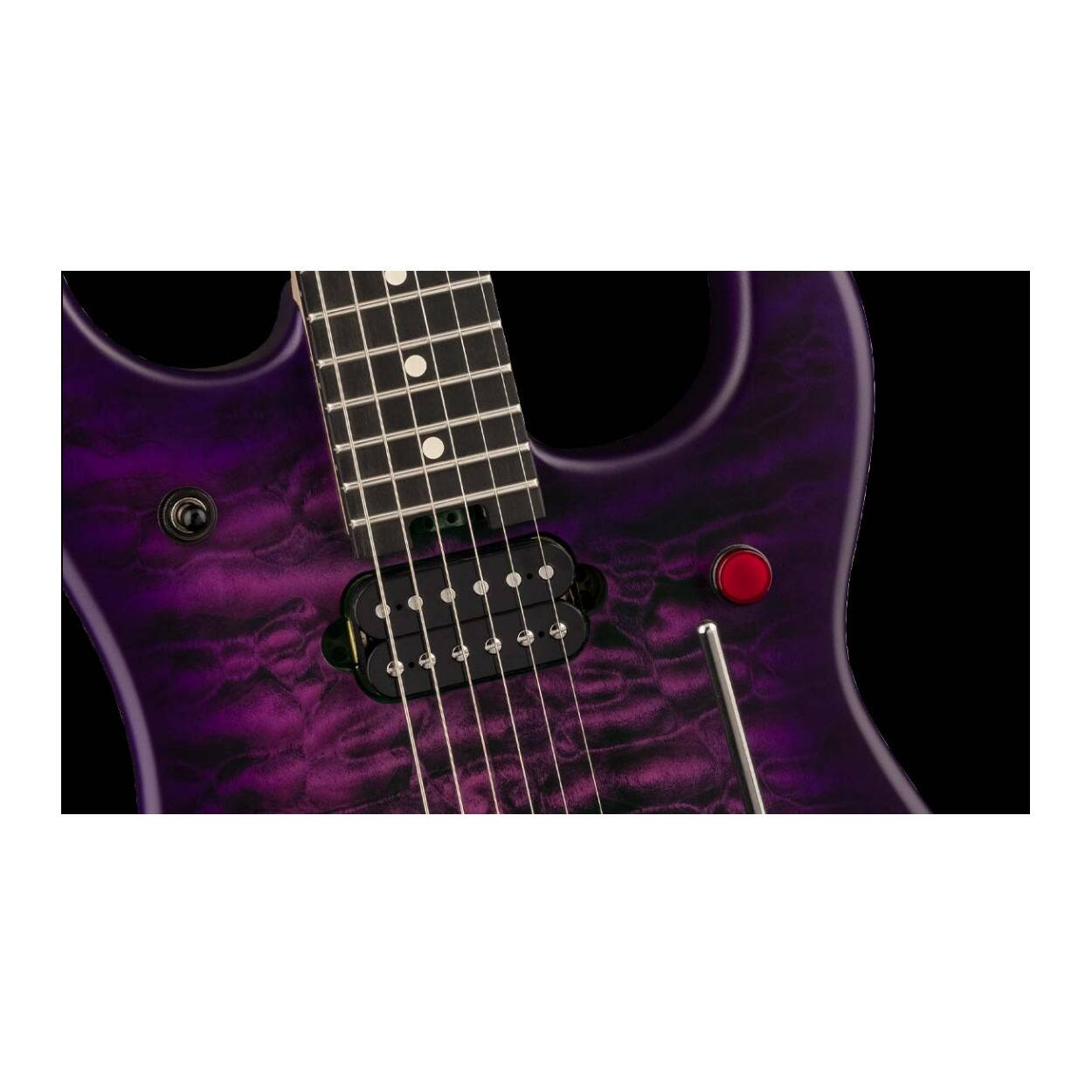 Angle. EVH - EVH 5150 Deluxe QM Series 6-String Electric Guitar (Right-Handed, Purple Daze).
