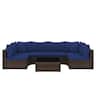 Costway - 7 PCS Patio Rattan Furniture Set Sectional Sofa Cushioned Garden - Mix Brown,Navy