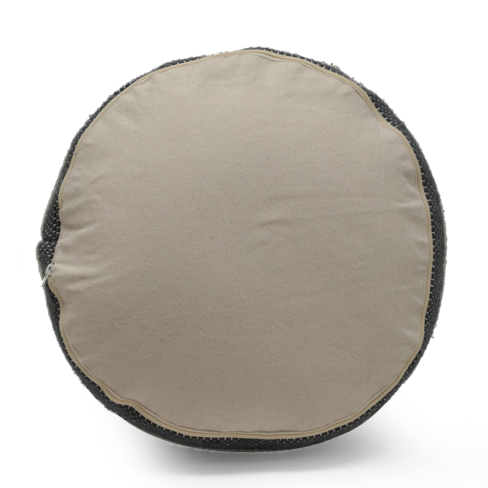Left. GOODSILO - Handcrafted Fabric Cylindrical Pouf with Stylish Design and Durable Construction - Dawn Grey.