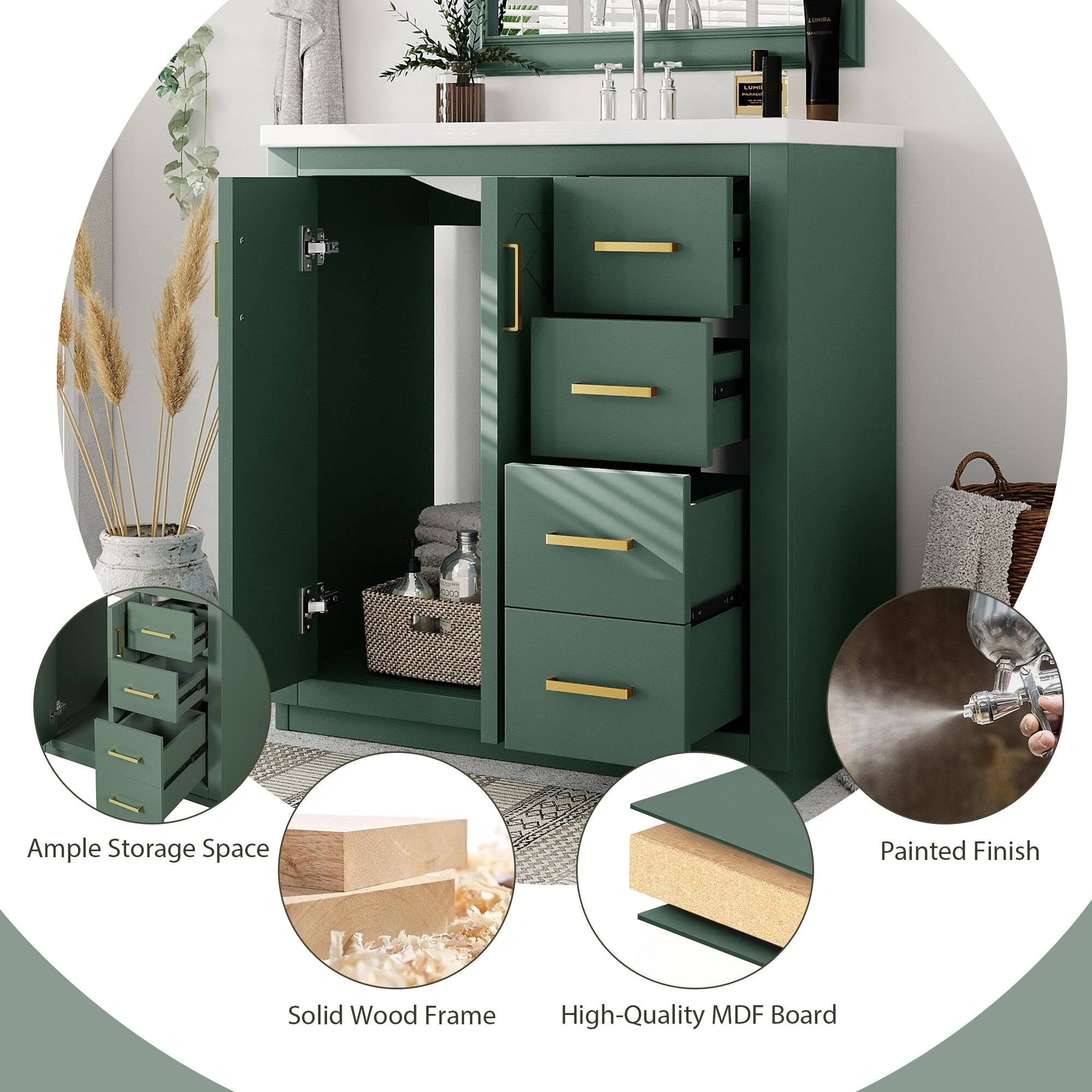 - Ample Storage Space
- Painted Finish
- Solid Wood Frame
- High-Quality MDF Board