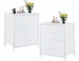 AOITUN - Nightstand Set with 2 Storage Drawers - Ideal for Dorm or Bedroom - Perfect for Daily Use and Storage Needs - White