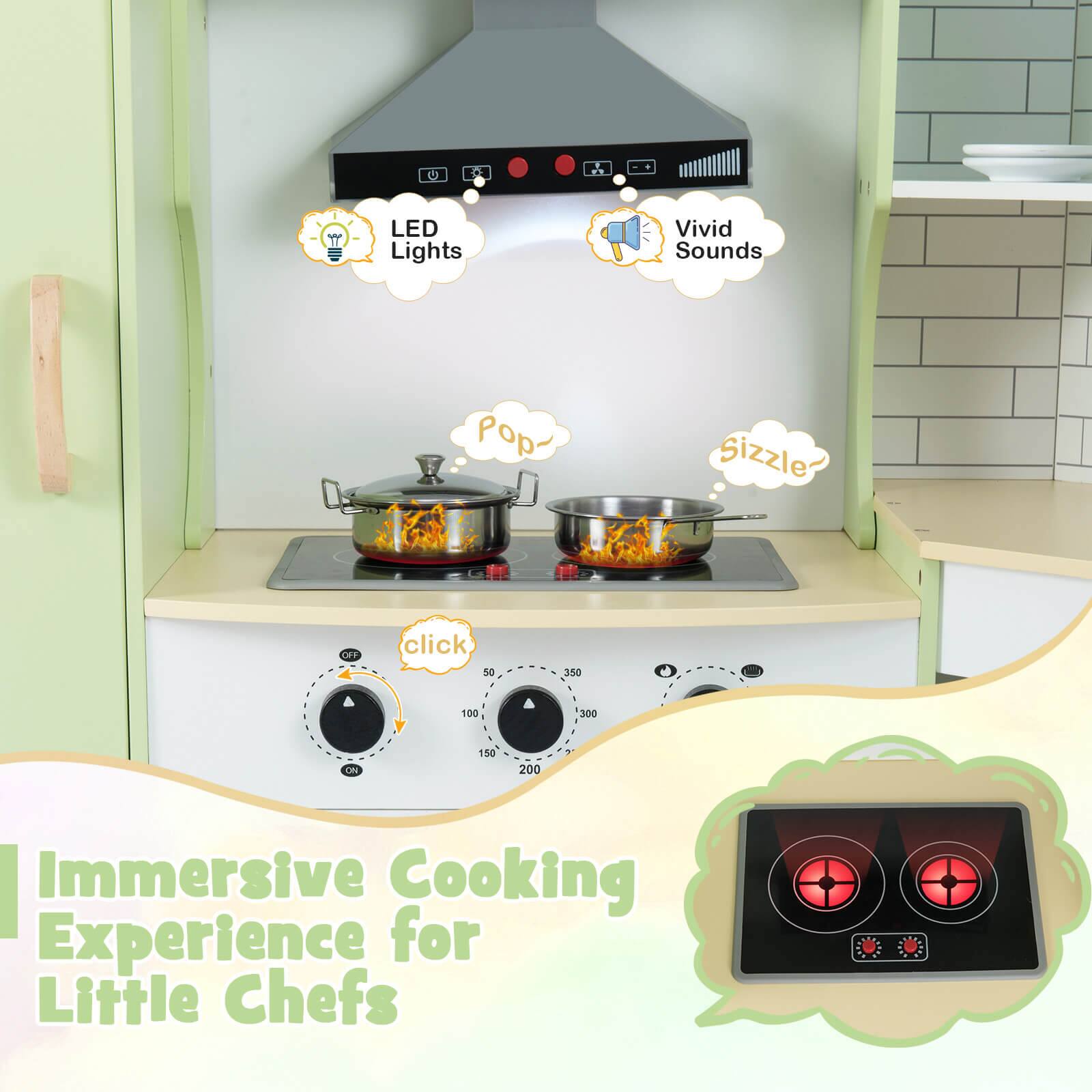 YY LED Lights Vivid Sounds Pop- Sizzle? OFF click 50 350 100 300 ON 150 200 Immersive Cooking Experience for Little Chefs