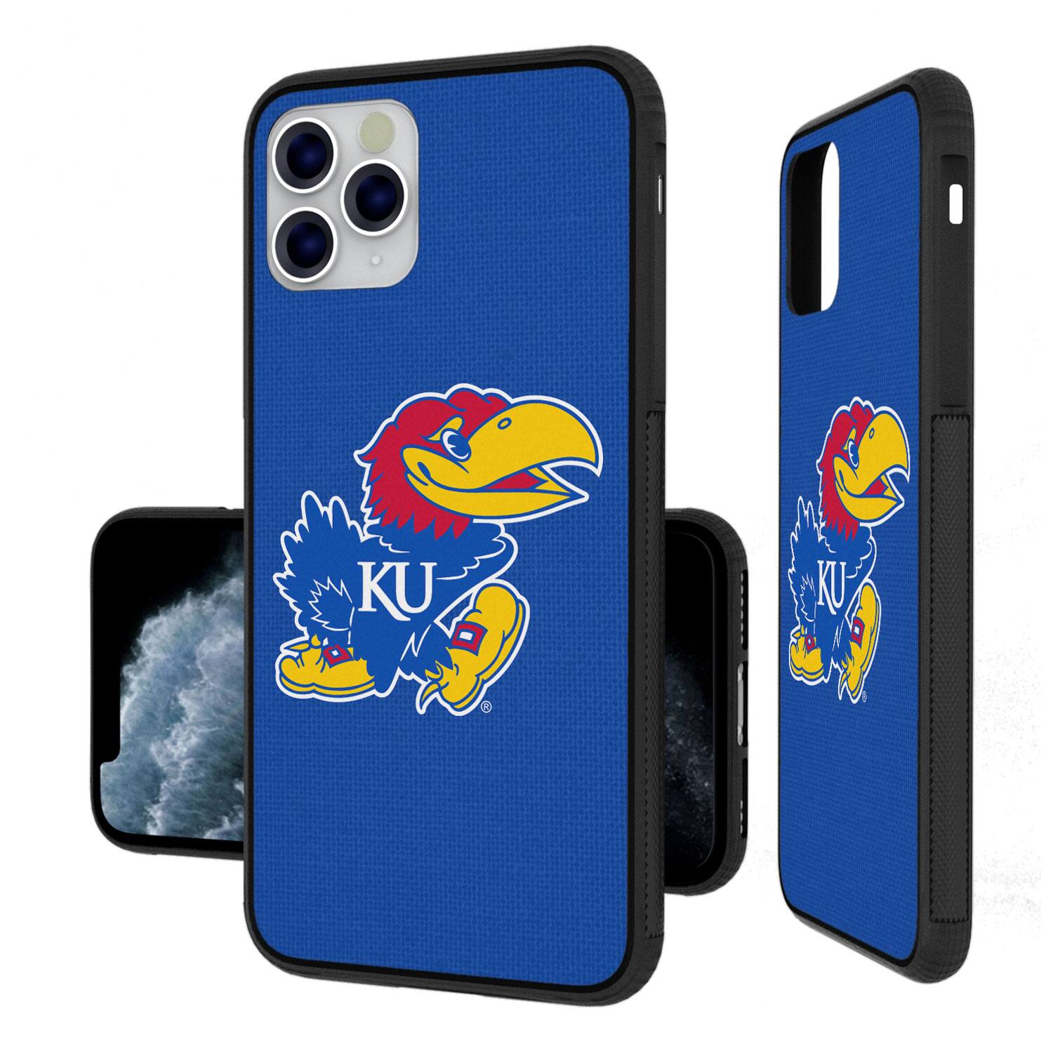 Front. Keyscaper - Kansas Jayhawks iPhone Solid Design Bump Case - Multicolor.