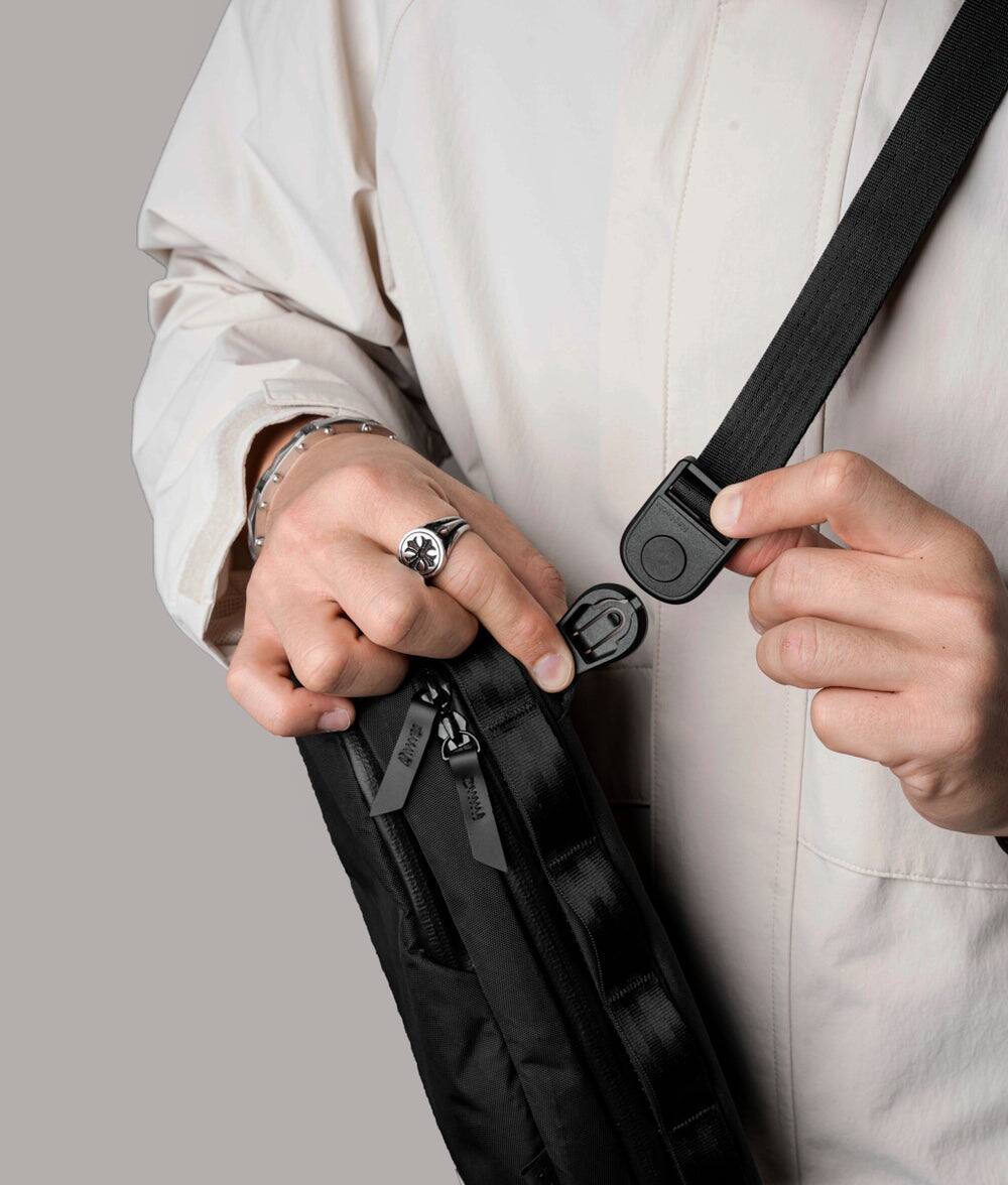 Alt View 2. ALPAKA - Sling Bag for Men with 6 Inner Sleeves, Key Tether - Black X-Pac VX42.