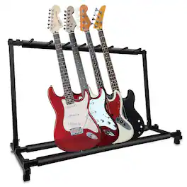 5 CORE - Multi Guitar Rack Stand Floor 7 Slot Adjustable Flying V Guitars Holder - Black