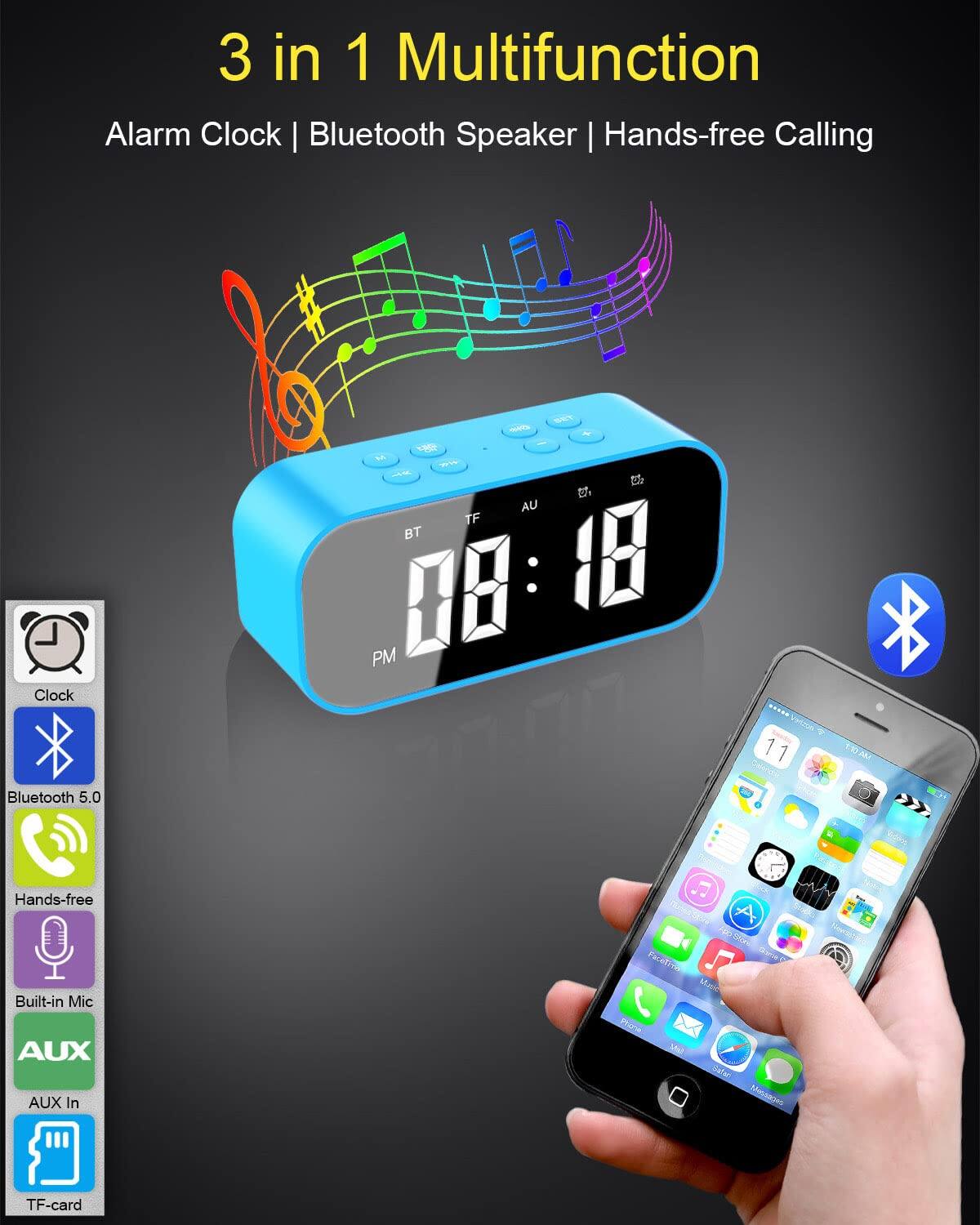 3 in 1 Multifunction Alarm Clock | Bluetooth Speaker | Hands-free Calling

- WEY o PM Clock Bluetooth 5.0
- Hands-free Built-in Mic
- AUX In
- TF-card

Features:
- Clock
- Bluetooth 5.0
- Hands-free
- Built-in Mic
- AUX In
- TF-card