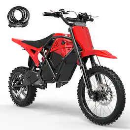 Eskute - Electric Dirt Bike - 3500W Peak Mid-Drive Motor, 53-Mile Range, Hydraulic Nitrogen Suspension, with Lock - Red