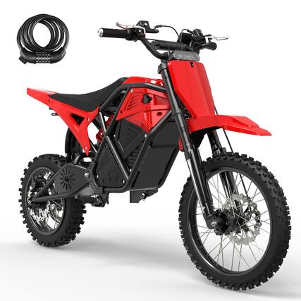 Front. Eskute - Electric Dirt Bike - 3500W Peak Mid-Drive Motor, 53-Mile Range, Hydraulic Nitrogen Suspension, with Lock - Red.