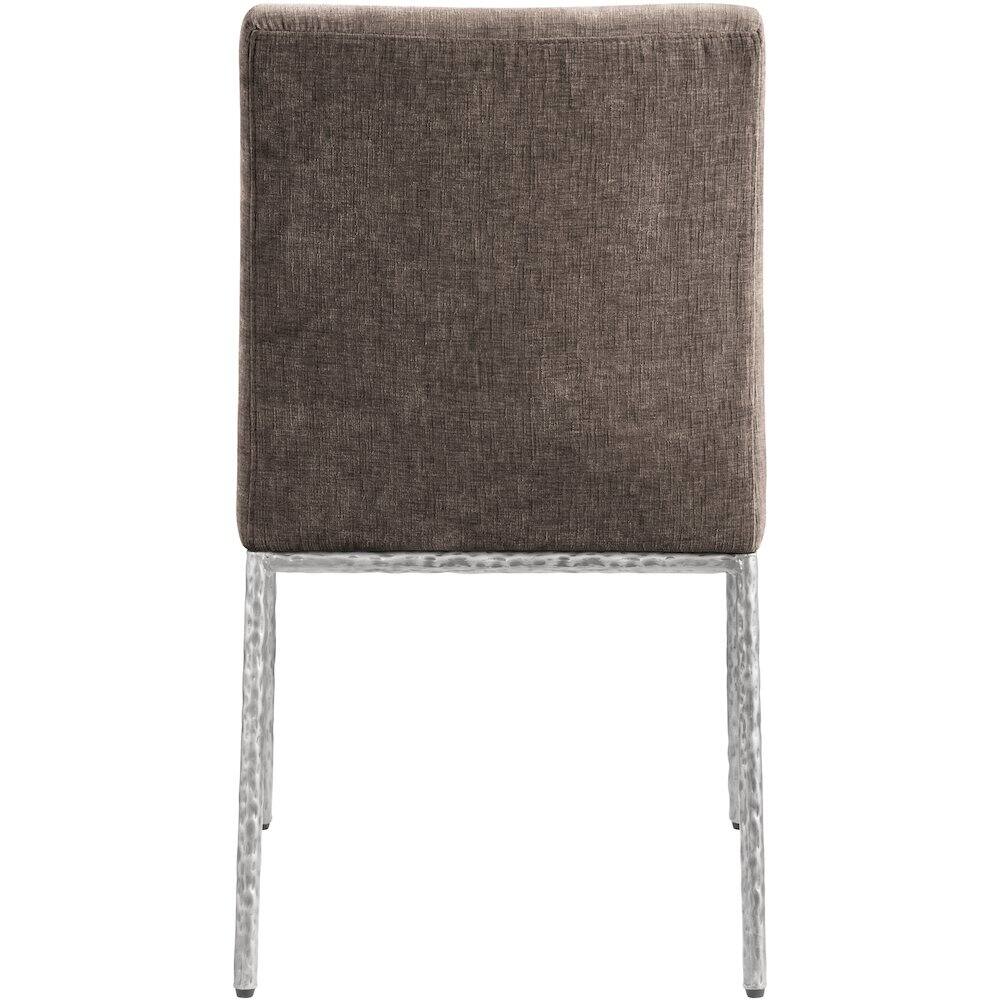 Alt View 4. Meridian Furniture - Reeves Brown Chenille Fabric Upholstered Dining Side Chair, Set of 2 - Silver.