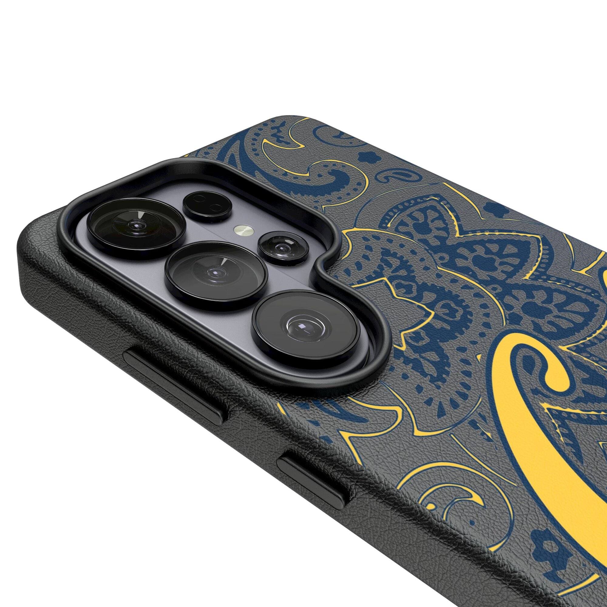 Alt View 2. Keyscaper - Cal Bears Paisley Galaxy Magnetic Bump Case - S25 Ultra - Black.