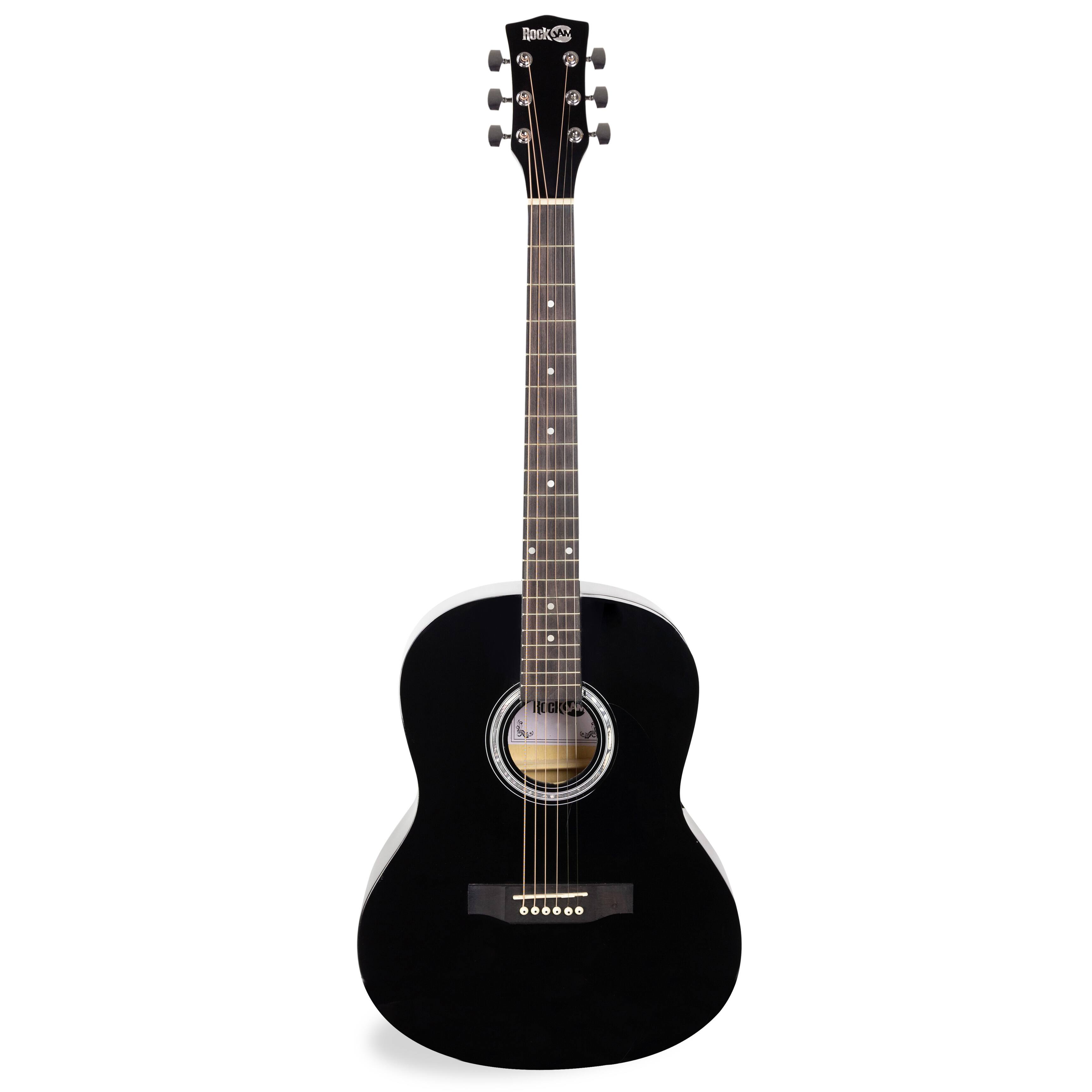 Angle. Rockjam - RockJam Acoustic Guitar Kit with Tuner, Bag, Stand, Strap & Lessons AG-1BK-SK Black - Black.