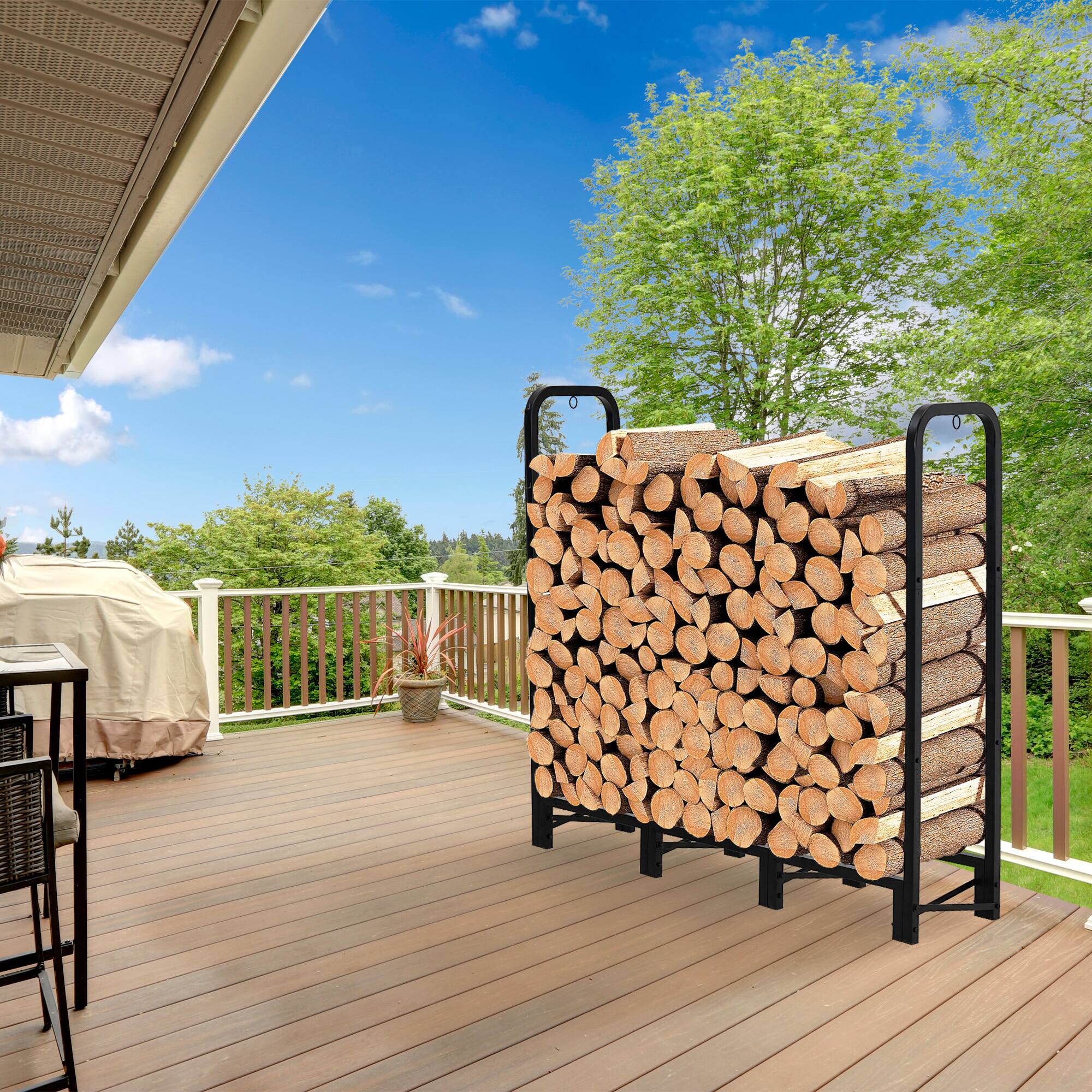 Left. Werph - Werph 4FT Firewood Rack Outdoor - Black.