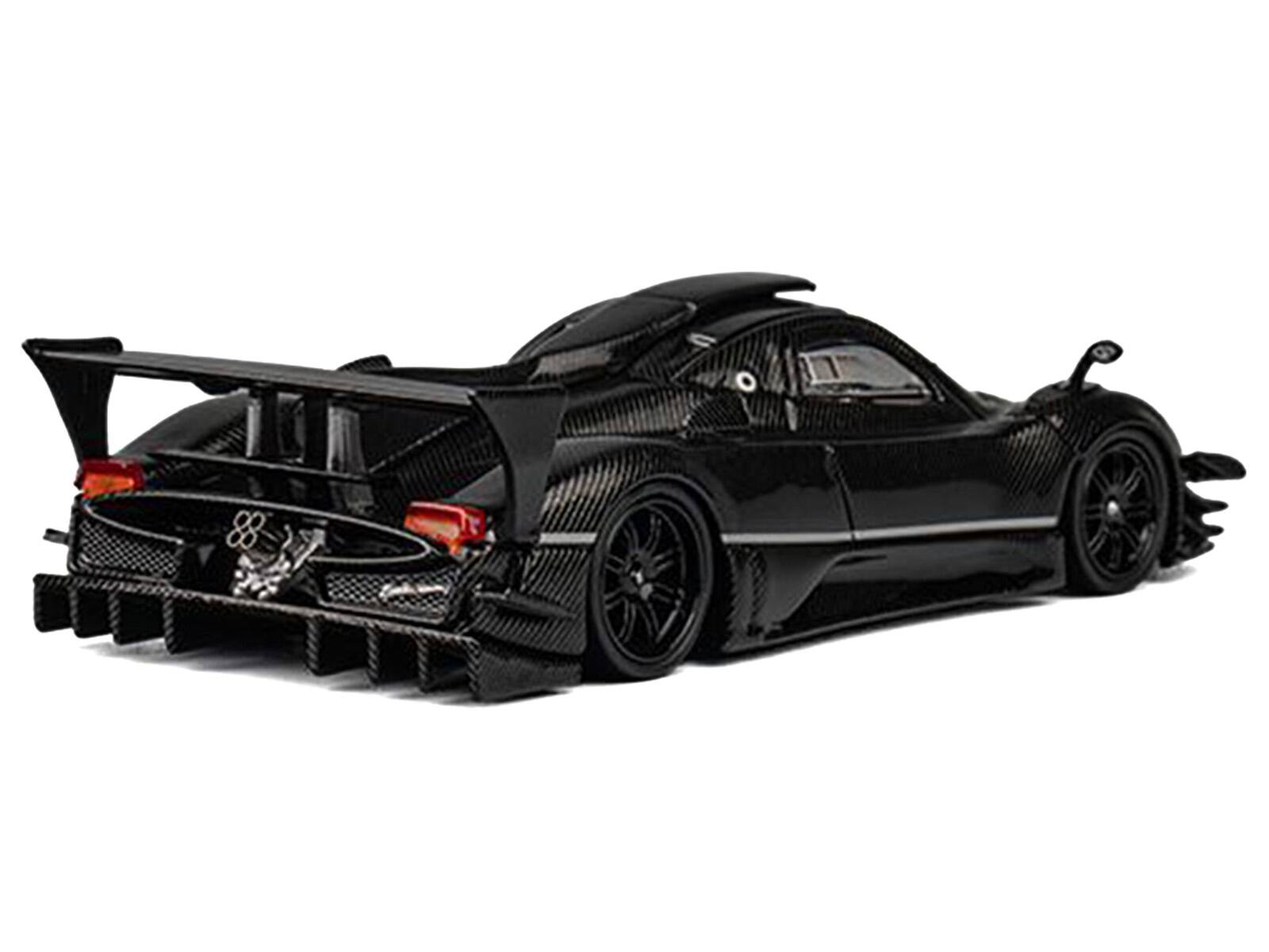 Angle. CM Models - Pagani Zonda Revolucion Black Full Carbon with Extra Wheels 1/64 Diecast Model Car by CM Model - Black.