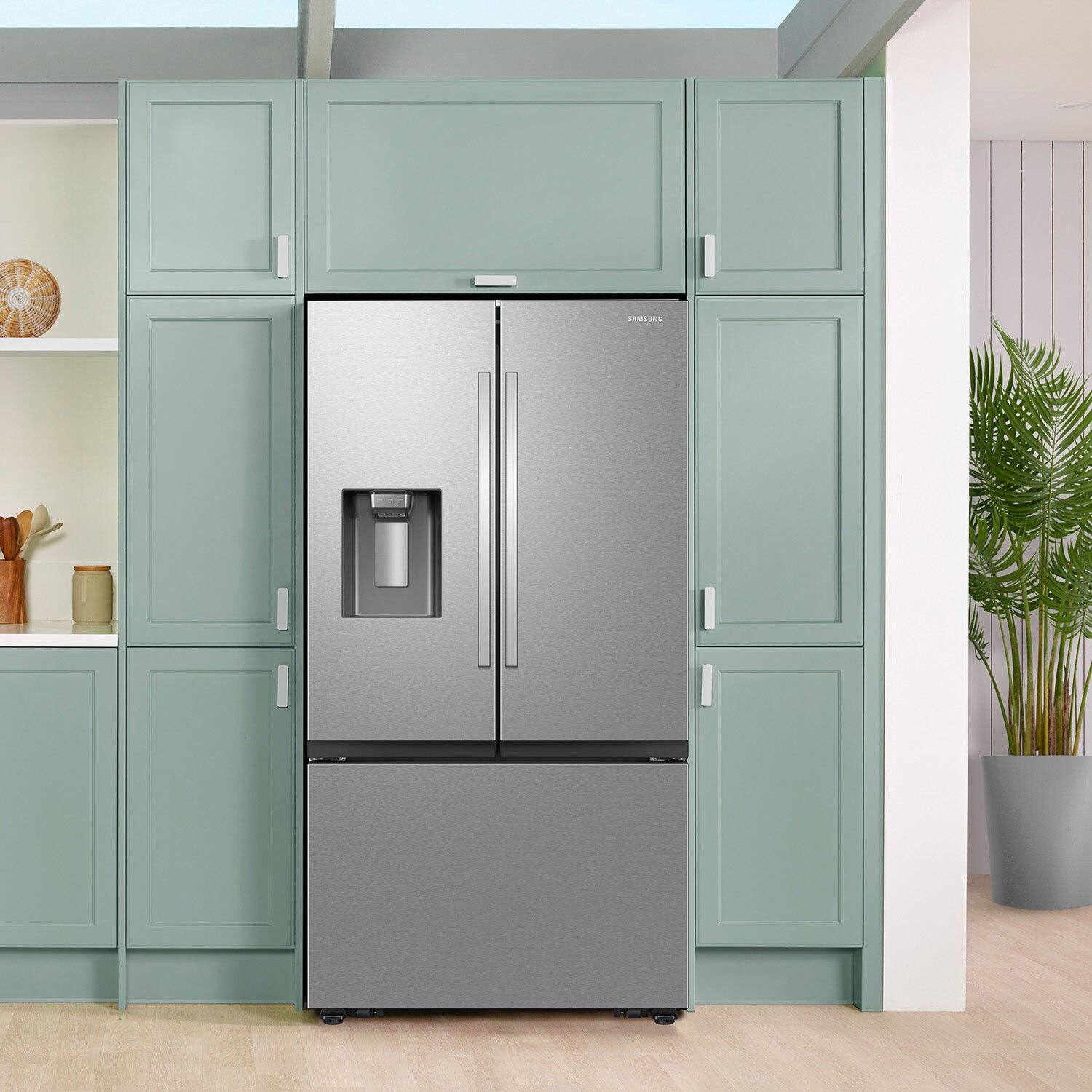 Alt View 16. Samsung - Bespoke AI 26 cu. ft. Mega Capacity Counter Depth 3-Door French Door Refrigerator with External Water & Ice Dispenser - Stainless Steel.