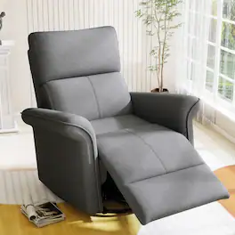 Loheer - Power Swivel Rocker Recliner Nursery Glider Fabric - Dark Gray