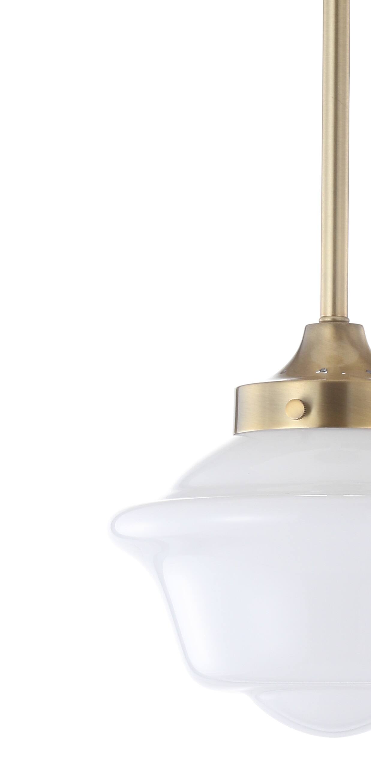 Alt View 4. Jonathan Y - Kurtz 7.2" Adjustable Drop Metal/Glass LED Pendant, Brass Gold - Brass Gold/White.