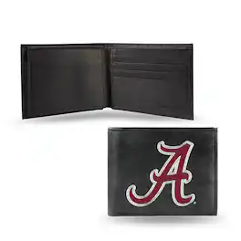 Rico Industries - Alabama Crimson Embroidered Black Leather Bi-fold Wallet - Multi