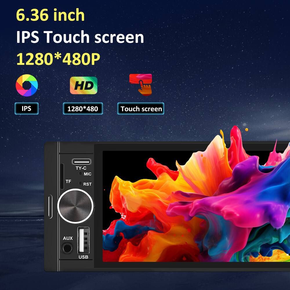 6.36 inch IPS Touch screen  
1280*480P HD  
IPS  
1280*480  
Touch screen  
TY-C  
MIC  
TF  
RST  
AUX  
USB