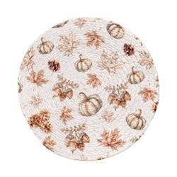 Left. BreeBe - 2/Set - Rooted In Nature Placemat & Trivet - White, Brown, Cream.