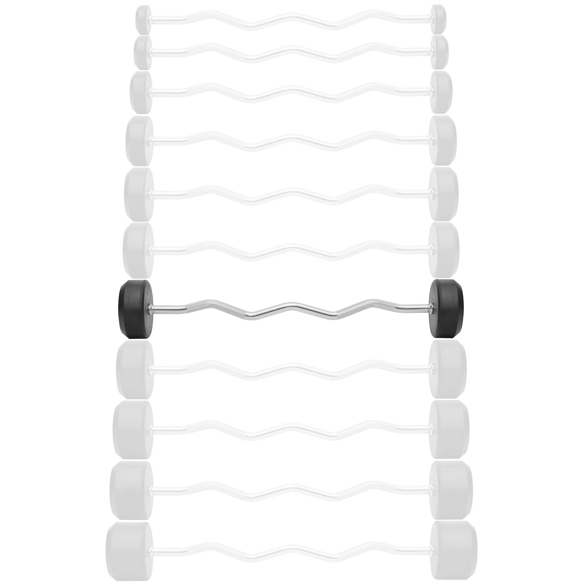 Alt View 1. Philosophy Gym - Rubber Fixed Barbell - Pre-Loaded Weight EZ Curl Bar for Weightlifting - Black.