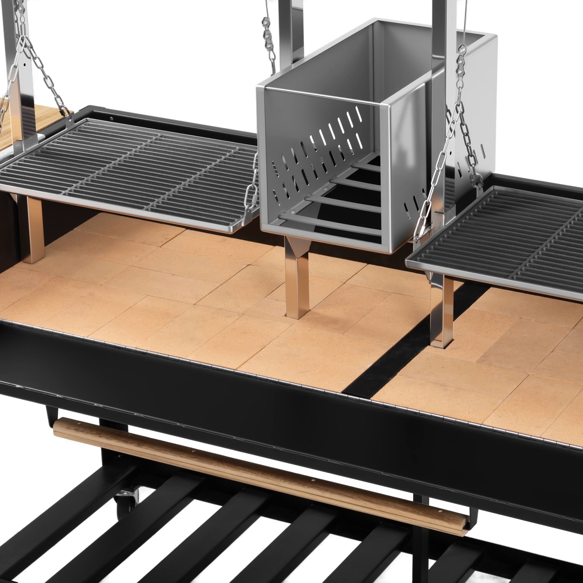 Alt View 8. Koolmore - 92 in. Argentine Santa Maria Charcoal and Wood Grill, Adjustable Outdoor BBQ, in Black (KM-OG-AWD-92) - Black.